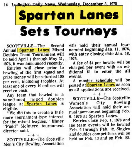 Spartan Lanes - Dec 1975 Article
